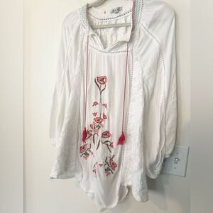 Boho Me White Embroided Blouse M